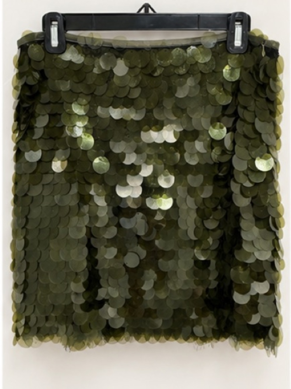 NWT ZARA Olive Green Paillette Sequin Mini Skirt M